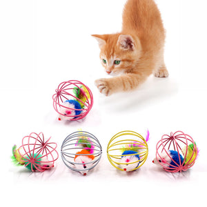 Big Up Pet Shop 1Pc Cat Toy Stick Feather Wand With Bell - Interactive Pet Supplies for Cats, Random Color