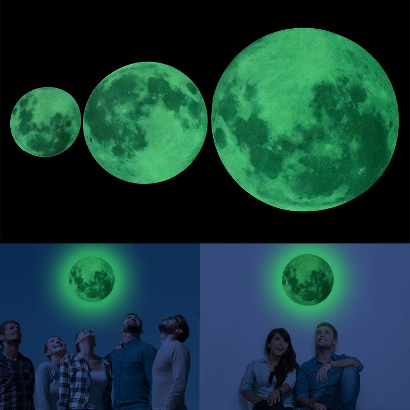 ZQCXLD-3D Luminous Stars Moon Wall Stickers Glow In The Dark Fluorescent Stickers