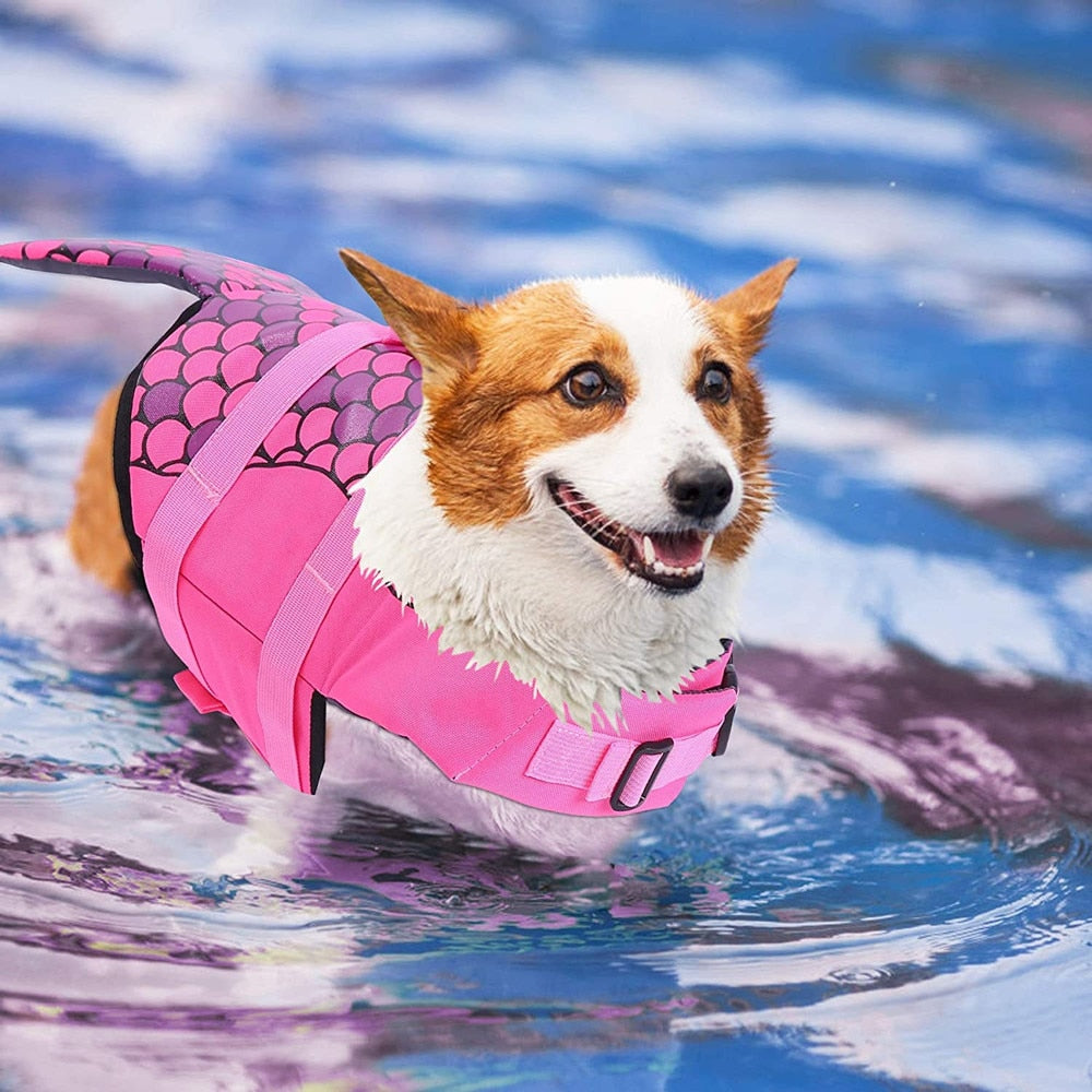 Dog Vest Pet Summer Safety Swimming Harness Bulldog Life Safety Vest Mermaid Shark Swimwear Dog Life Jacket Pet Swimming Suit