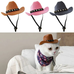 Adjustable British Pet Dog Hat Star Cowboy Hat - Stylish Pet Sun Hats for Dogs and Cats