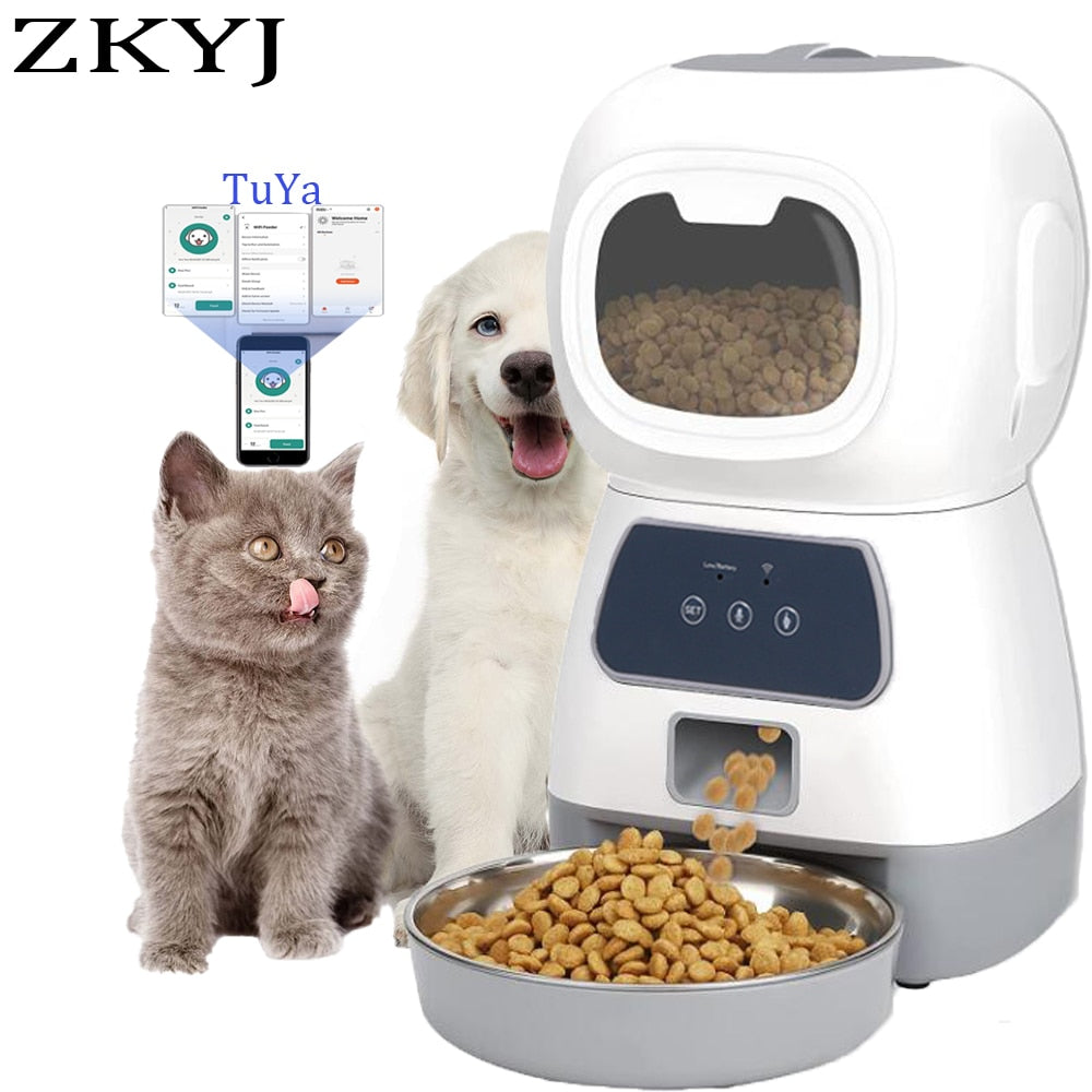 Smart Pet Feeder 3.5L Dogs Cats Automatic Feeder With Voice Timing Stainless Steel Bowl Dry Food Dispenser Bowl Tuya APP