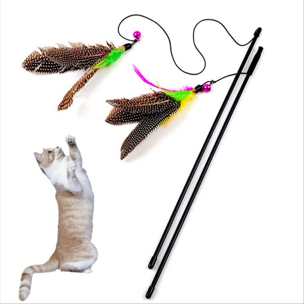 Stick Feather Wand With Bell Mouse Cage Toys