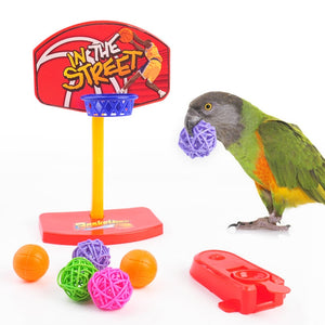 Big Up Pet Shop - Funny Parrot Birds Toys Mini Basketball Hoop Basket Feste Shoot Toys for Parrot Intelligence Puzzle Game Chew Toys Pet Supplies