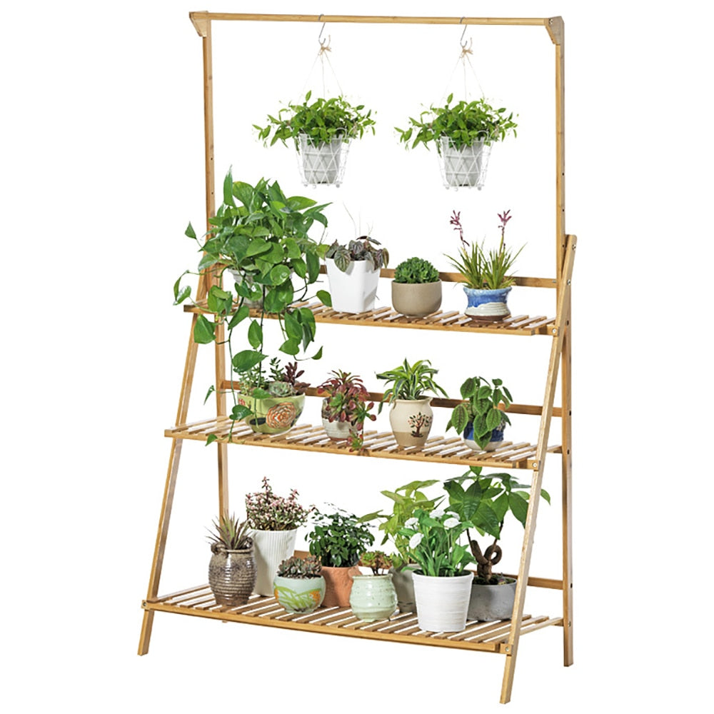 Plant Stand 3-Tier Hanging Storage Shelf Folding Flower Pot Organizer