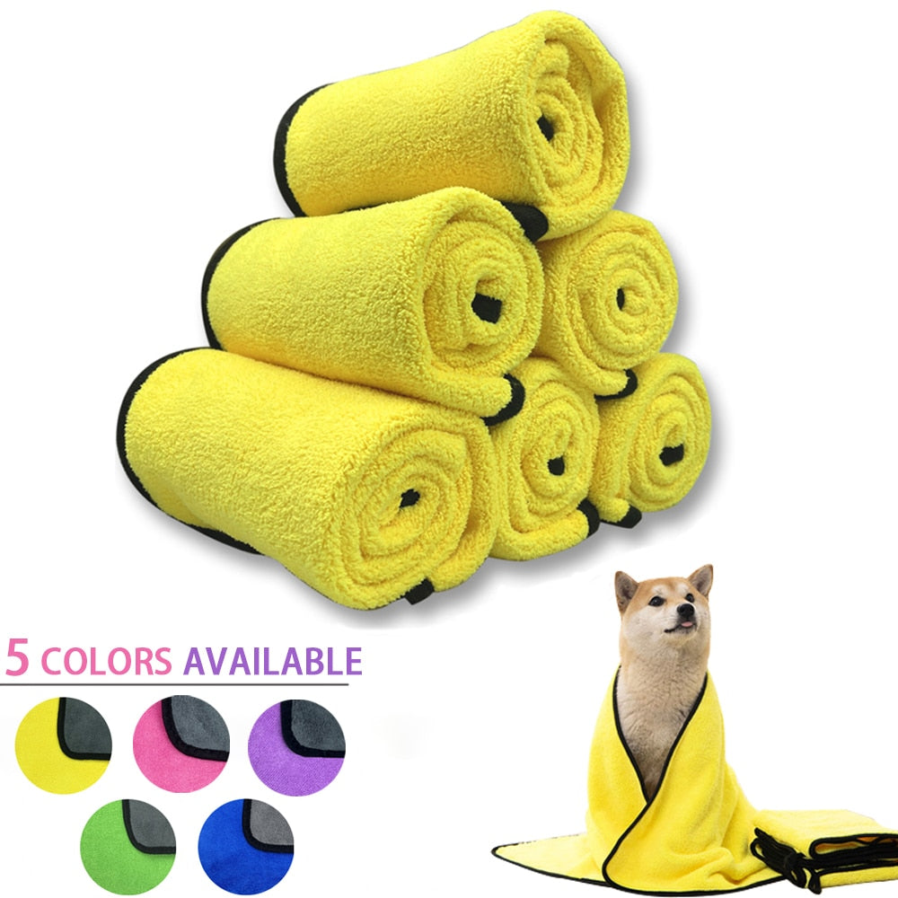 Quick-drying Dog and Cat Towels Soft Fiber Towels Absorbent Bath Towel Pet Bathrobe Convenient Cleaning Towel